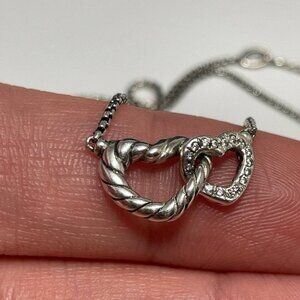 Authentic DAVID YURMAN necklace cable collectibles interlocking heart & diamonds